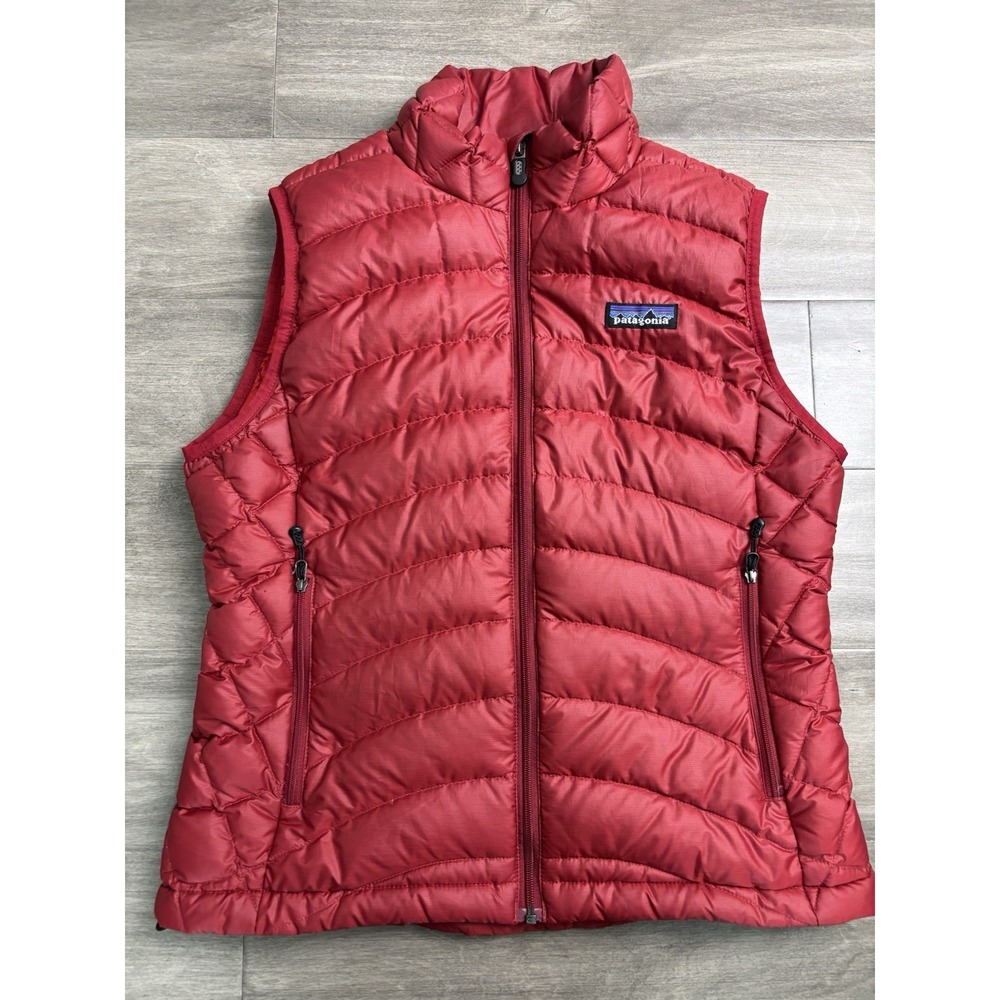 Patagonia Womens Down Sweater Vest Red Puffer Full Zip Small